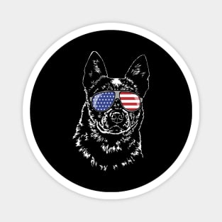 Australian Cattle Dog Blue Heeler American Flag Sunglasses Magnet